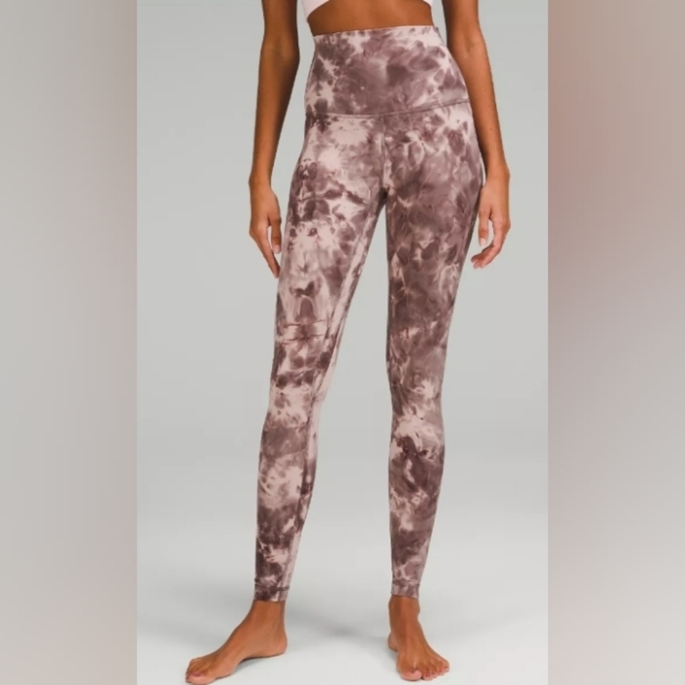 Lululemon Align Super High Rise Tight 28" Leggings Sz 0 Tie Dye Pink Gray‎